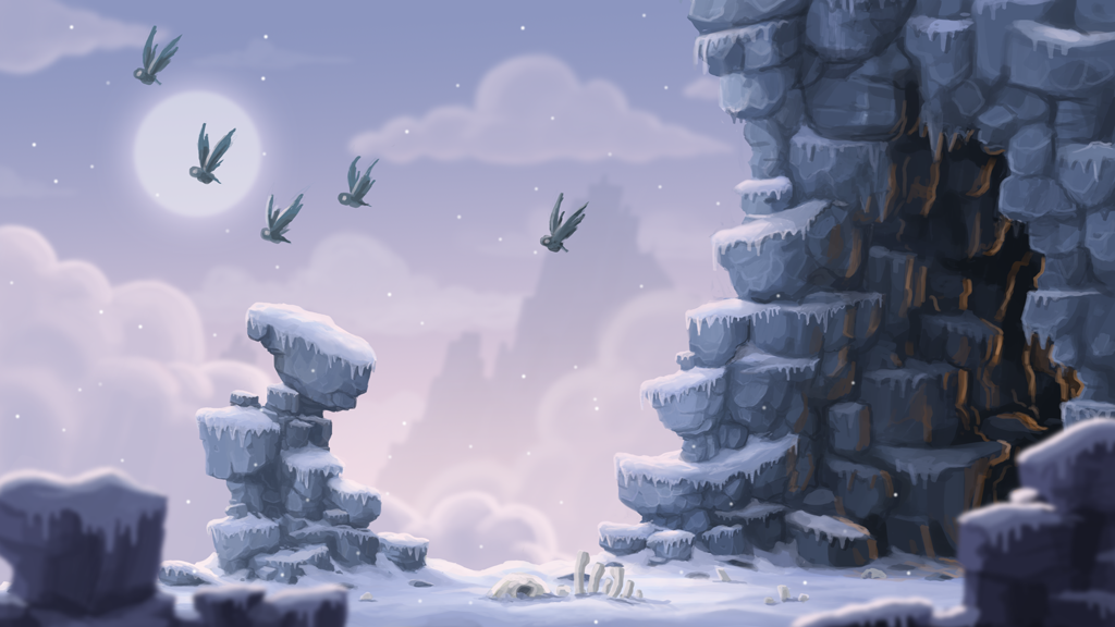 Ice Cave 2d Game Background Concept Black Orchard